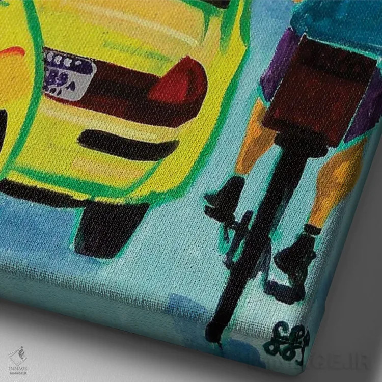 تابلو دکوراتیو دوچرخه خیابان پارک اثر استیو اسپنسر - نمای نزدیک بافت بوم