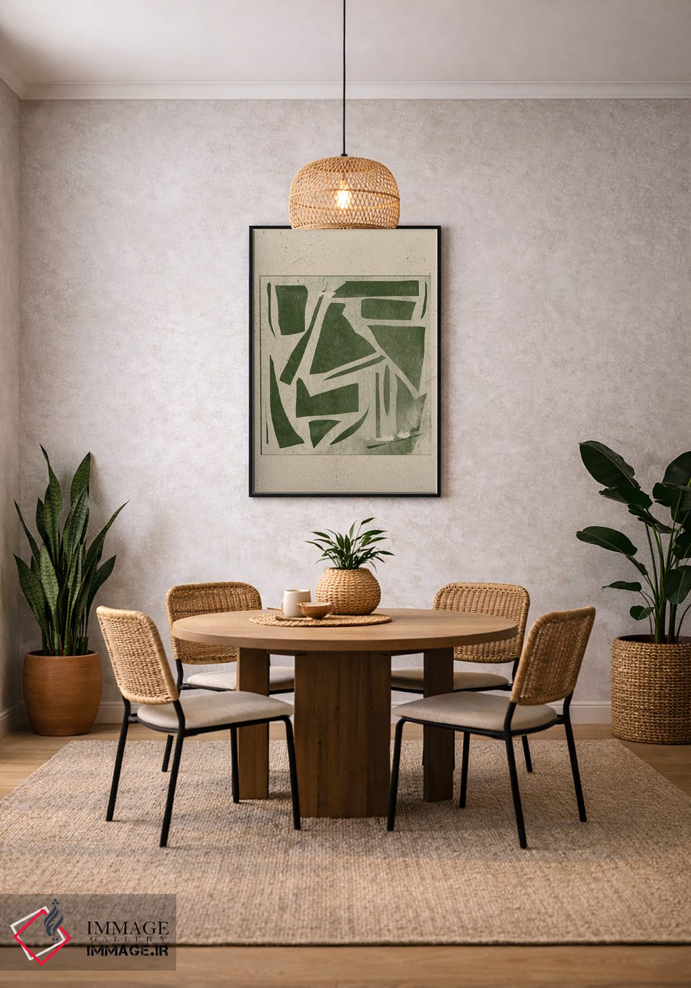 تابلو مینیمال کات اوت کاغذی سبز اول اثر استودیو می یوس - D5B