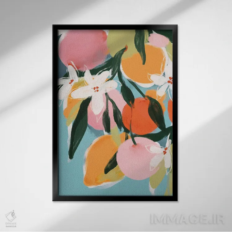 تابلو مدرن تابستان میوه ای چهارم اثر تری چایلد - نمای قابدار مشکی