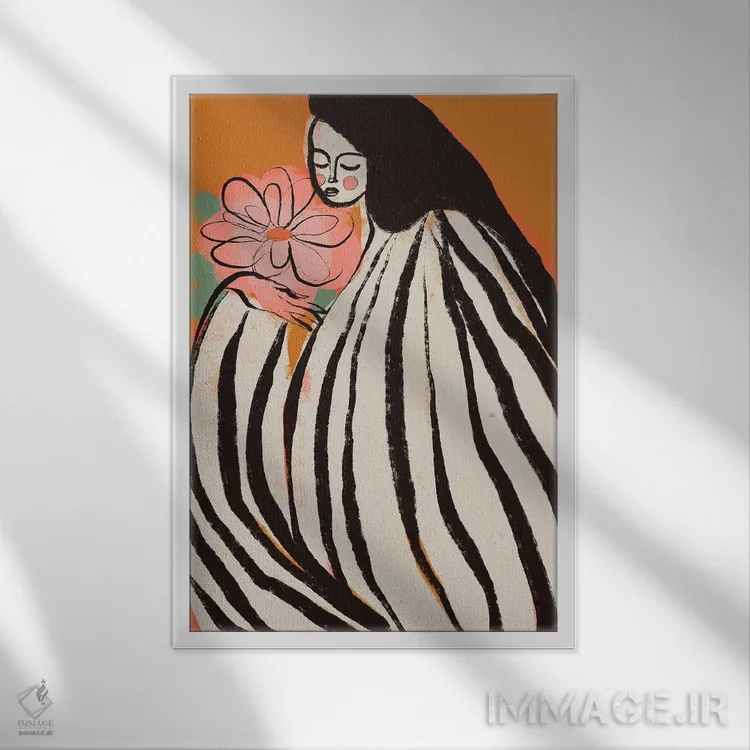 تابلو مدرن لحظه ای سکوت اثر تری چایلد - نمای قابدار سفید