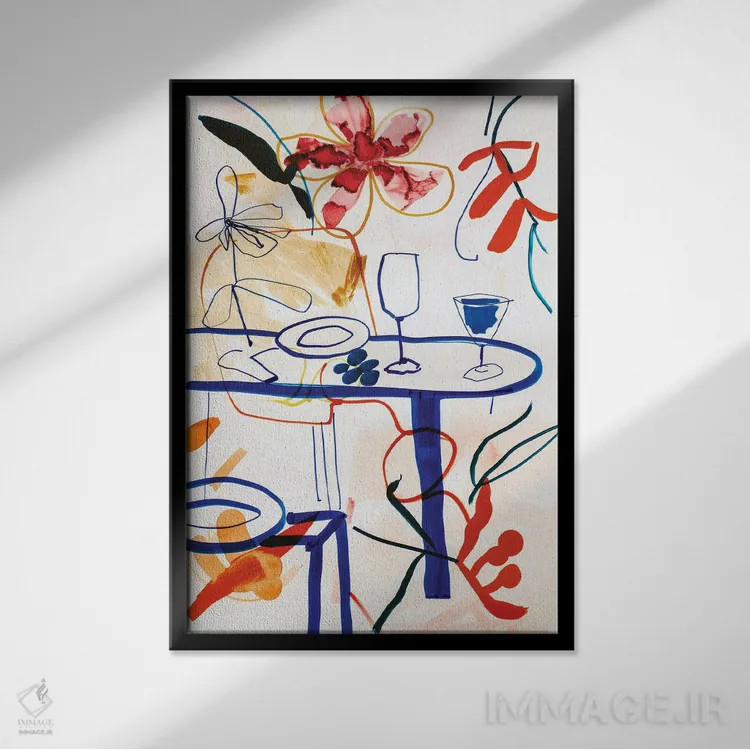 تابلو دکوراتیو طبیعت بیجان آشپزخانه اثر تری چایلد - نمای قابدار مشکی