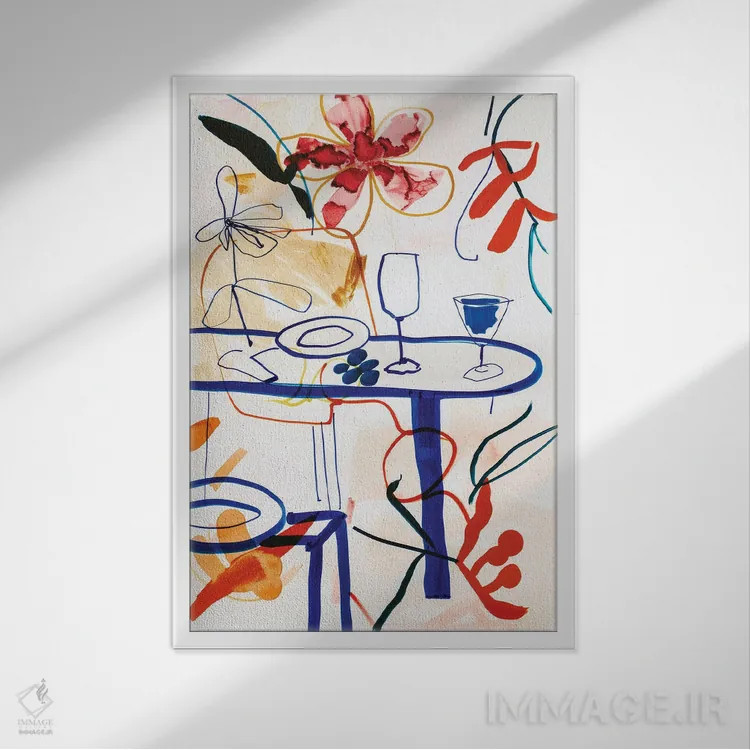 تابلو دکوراتیو طبیعت بیجان آشپزخانه اثر تری چایلد - نمای قابدار سفید