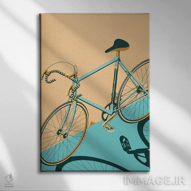 تابلو مدرن دوچرخه ایزومتریک اثر وایات ۹ - نمای روبهرو روی دیوار