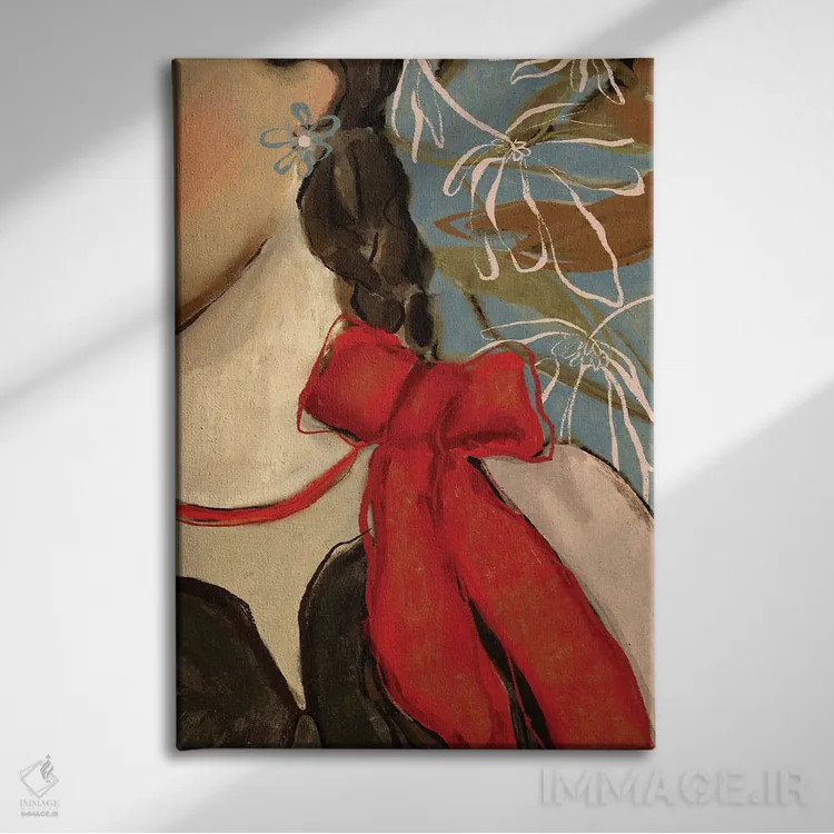 تابلو دکوراتیو روبان قرمز اثر تری چایلد - نمای روبهرو روی دیوار