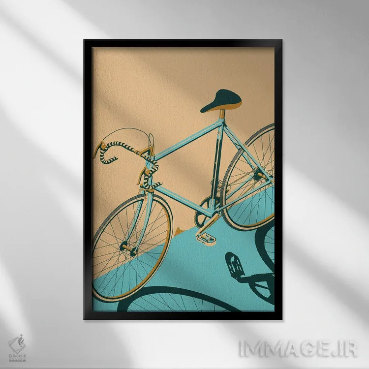 تابلو مدرن دوچرخه ایزومتریک اثر وایات ۹ - نمای قابدار مشکی