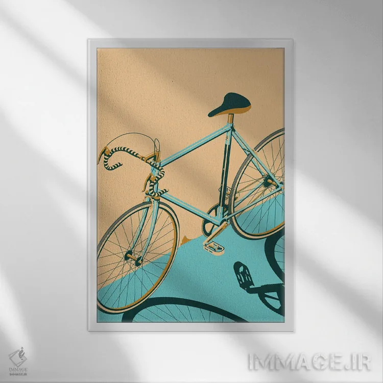 تابلو مدرن دوچرخه ایزومتریک اثر وایات ۹ - نمای قابدار سفید