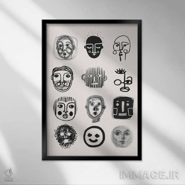 تابلو مدرن دوازده اثر تری چایلد - نمای قابدار مشکی