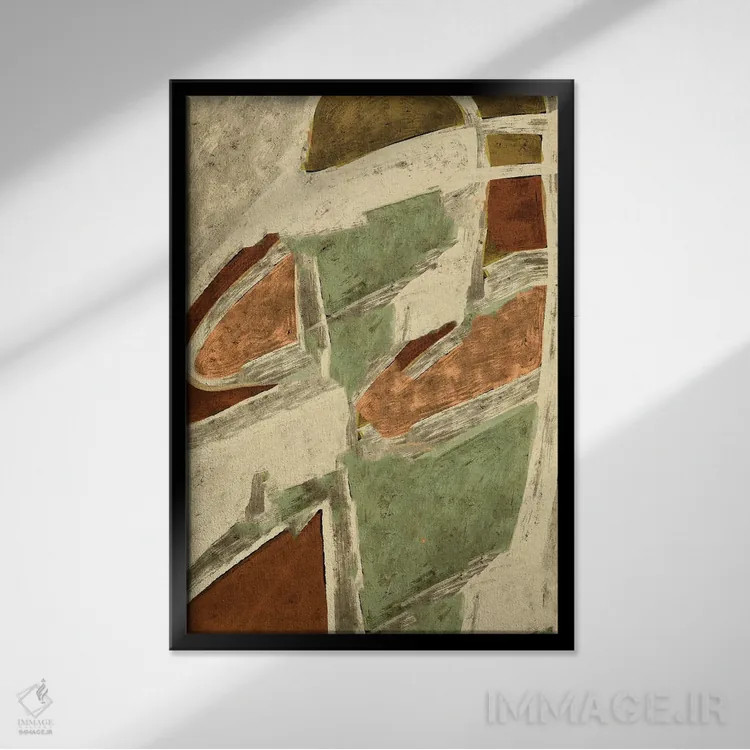 تابلو انتزاعی مزارع جابه جا شده اثر تری چایلد - نمای قابدار مشکی