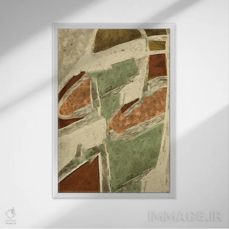 تابلو انتزاعی مزارع جابه جا شده اثر تری چایلد - نمای قابدار سفید