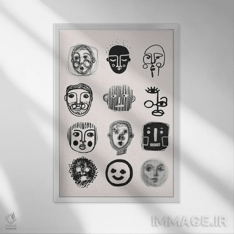 تابلو مدرن دوازده اثر تری چایلد - نمای قابدار سفید