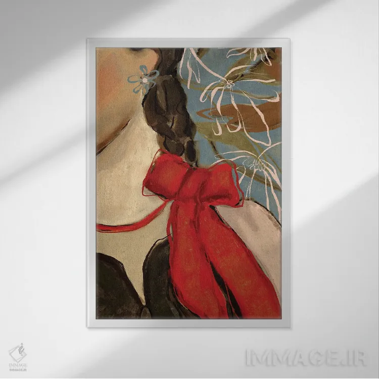 تابلو دکوراتیو روبان قرمز اثر تری چایلد - نمای قابدار سفید