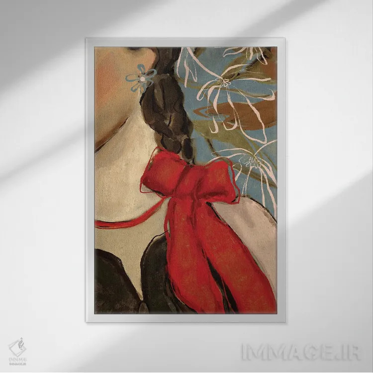 تابلو دکوراتیو روبان قرمز اثر تری چایلد - نمای قابدار سفید