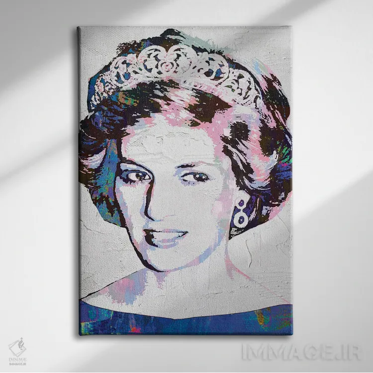 تابلو دکوراتیو پرنسس دایانا اثر کارخانه پاپ آرت - نمای روبهرو روی دیوار