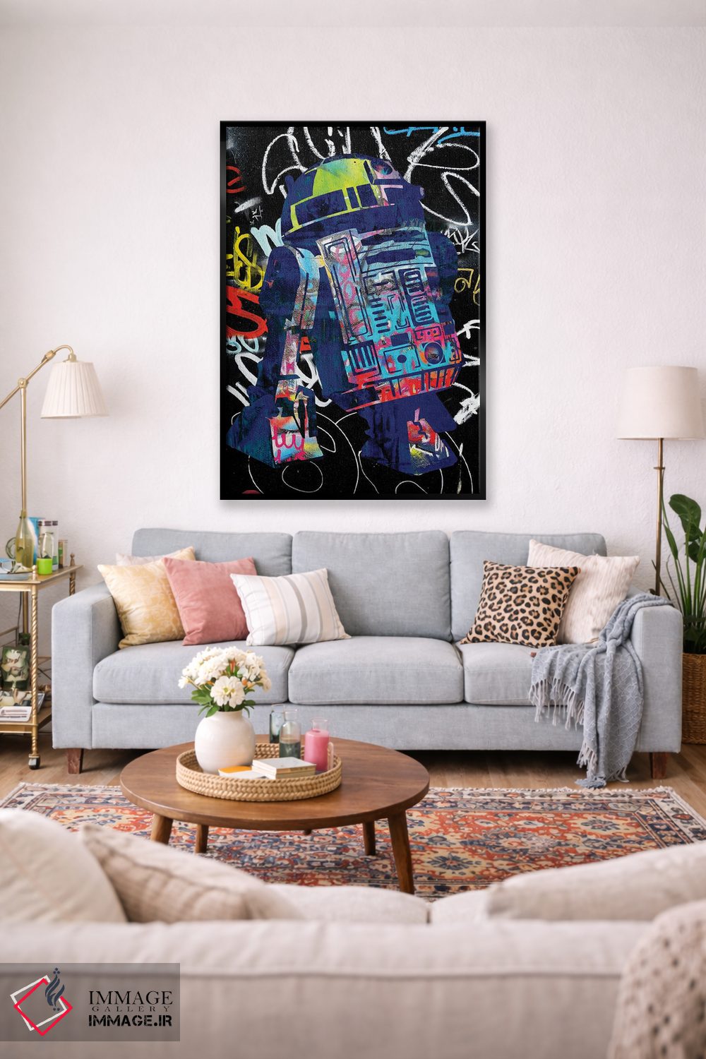تابلو دکوراتیو گرافیتی ربات اثر کارخانه پاپ آرت - D2B