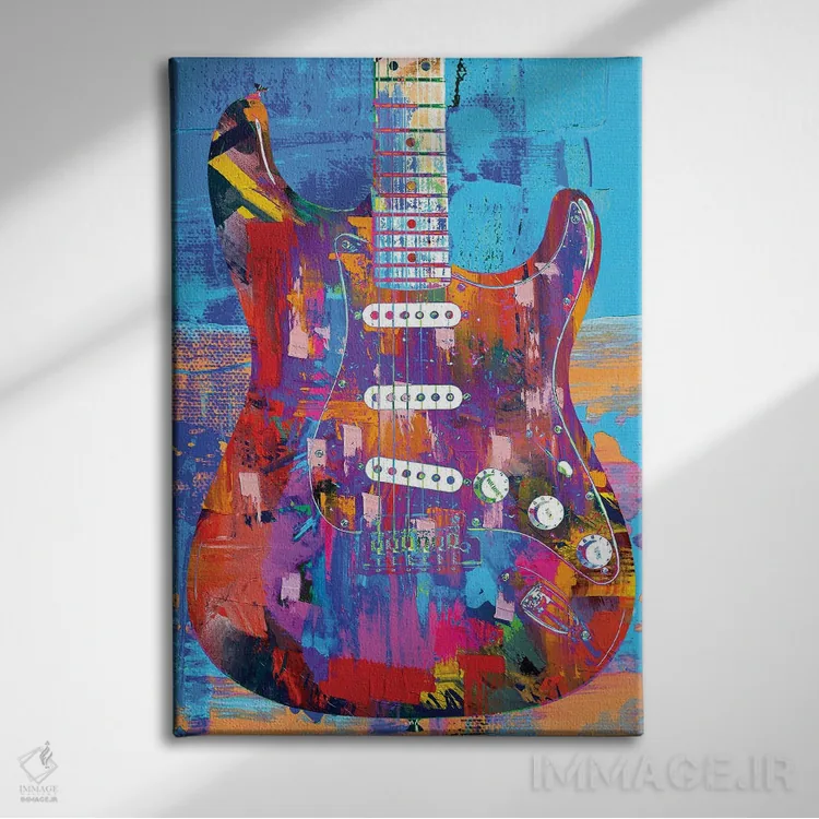 تابلو دکوراتیو استراتوکستر رنگ شده اثر کارخانه پاپ آرت - نمای روبهرو روی دیوار