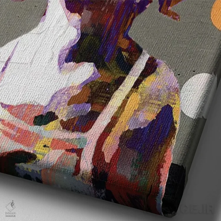 تابلو دکوراتیو دختر خندان اثر کارخانه پاپ آرت - نمای نزدیک بافت بوم