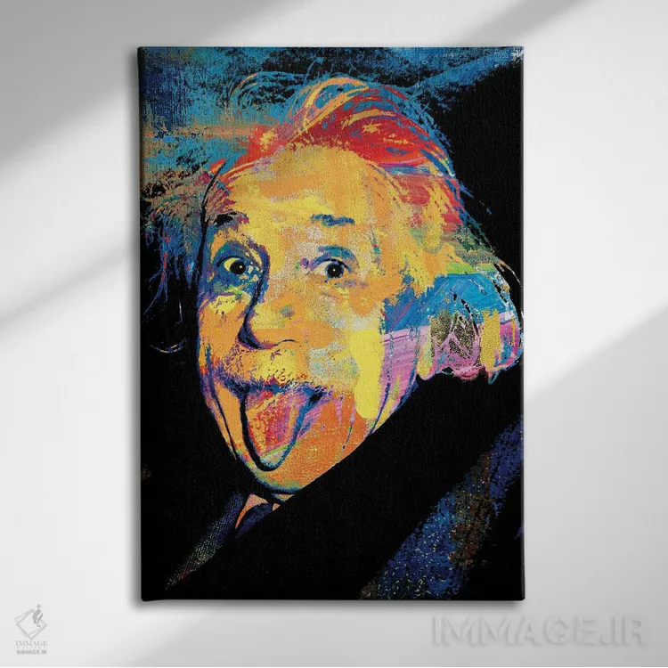 تابلو دکوراتیو آلبرت اینشتین اثر کارخانه پاپ آرت - نمای روبهرو روی دیوار