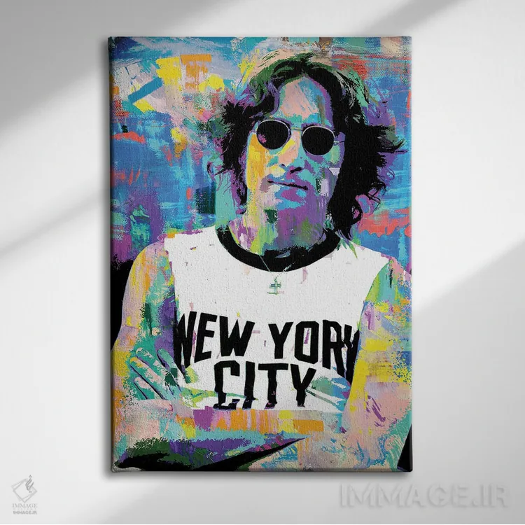تابلو دکوراتیو جان لنون نیویورک سیتی اثر کارخانه پاپ آرت - نمای روبهرو روی دیوار
