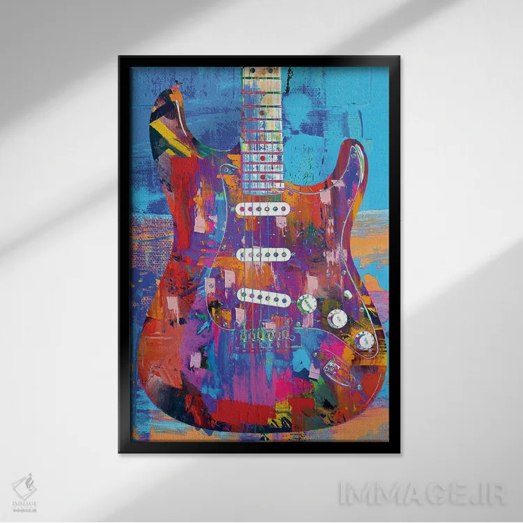 تابلو دکوراتیو استراتوکستر رنگ شده اثر کارخانه پاپ آرت - نمای قابدار مشکی