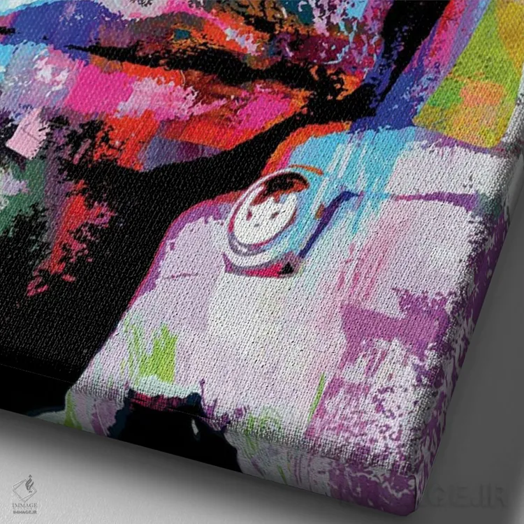 تابلو دکوراتیو مالکوم ایکس اثر کارخانه پاپ آرت - نمای نزدیک بافت بوم