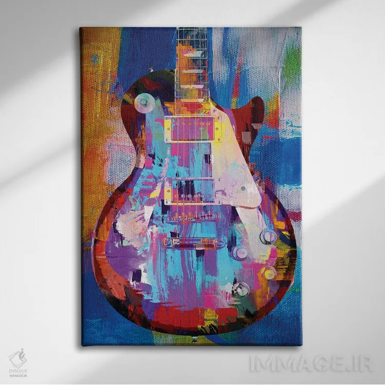 تابلو دکوراتیو لز پال رنگ شده اثر کارخانه پاپ آرت - نمای روبهرو روی دیوار