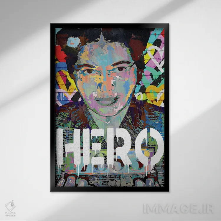 تابلو دکوراتیو رزا پارکس قهرمان هنر پاپ اثر کارخانه پاپ آرت - نمای قابدار مشکی