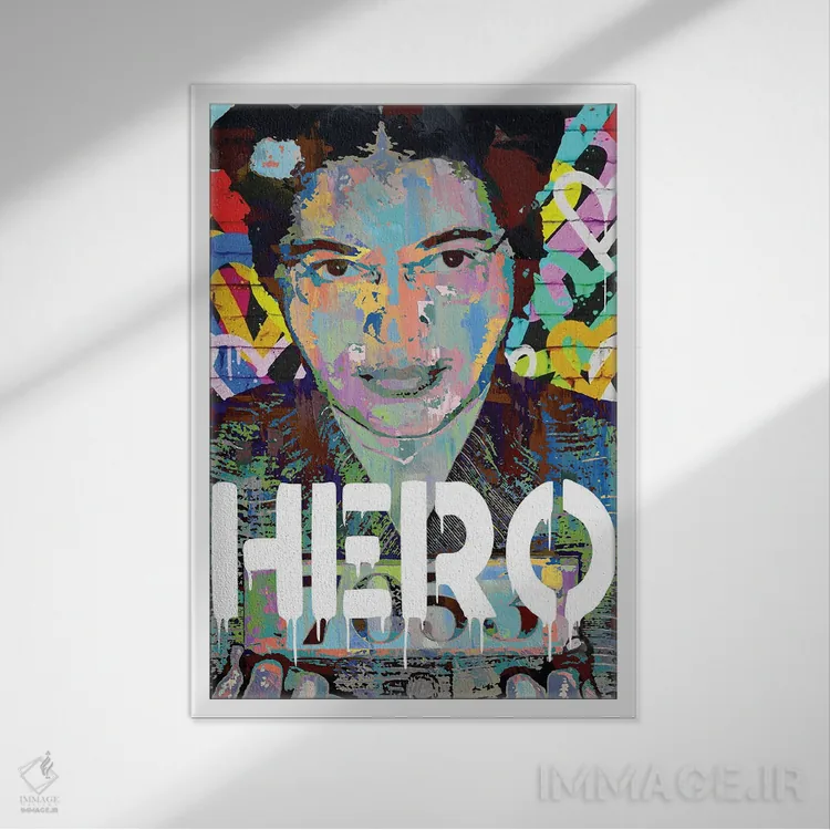 تابلو دکوراتیو رزا پارکس قهرمان هنر پاپ اثر کارخانه پاپ آرت - نمای قابدار سفید