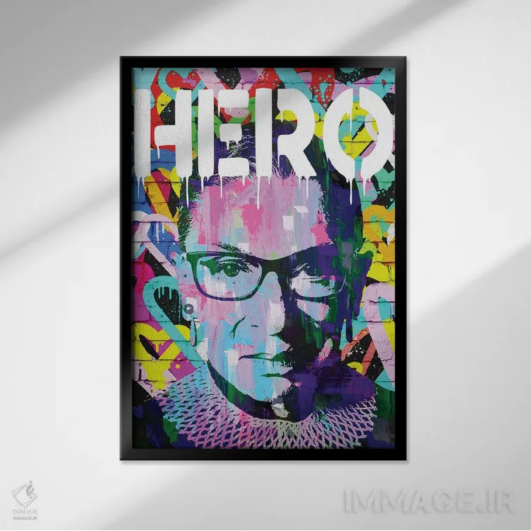 تابلو دکوراتیو روث بادر گینزبرگ قهرمان هنر پاپ اثر کارخانه پاپ آرت - نمای قابدار مشکی