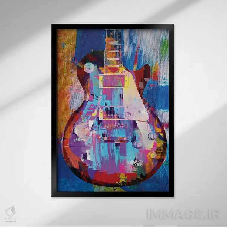 تابلو دکوراتیو لز پال رنگ شده اثر کارخانه پاپ آرت - نمای قابدار مشکی