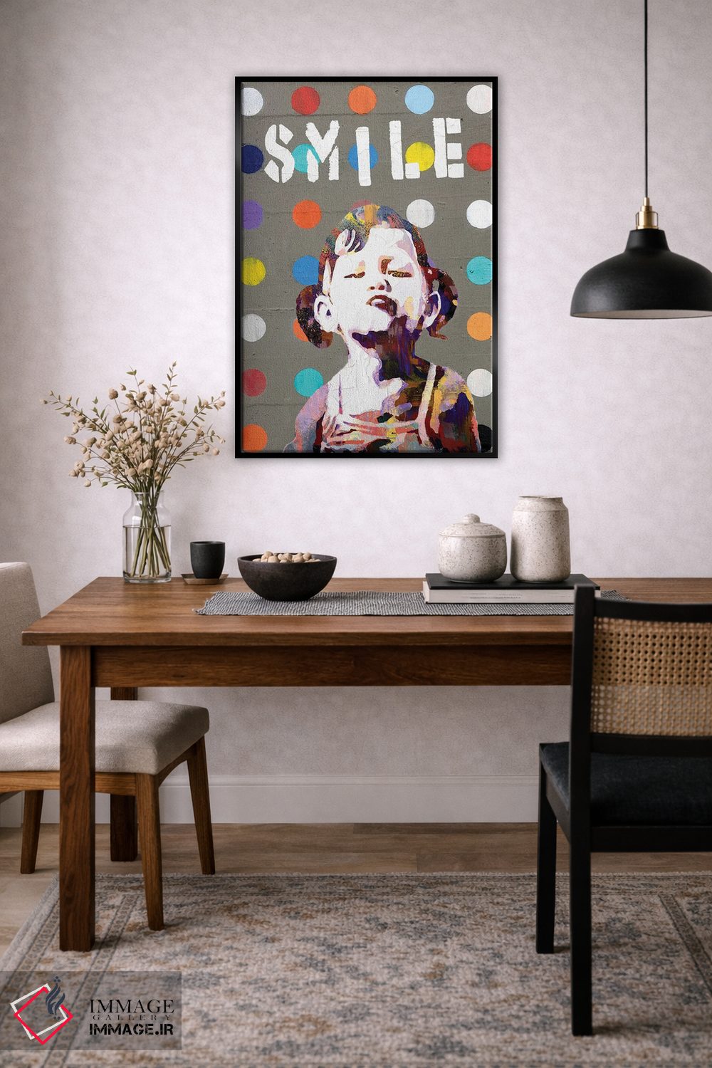 تابلو دکوراتیو دختر خندان اثر کارخانه پاپ آرت - D4B