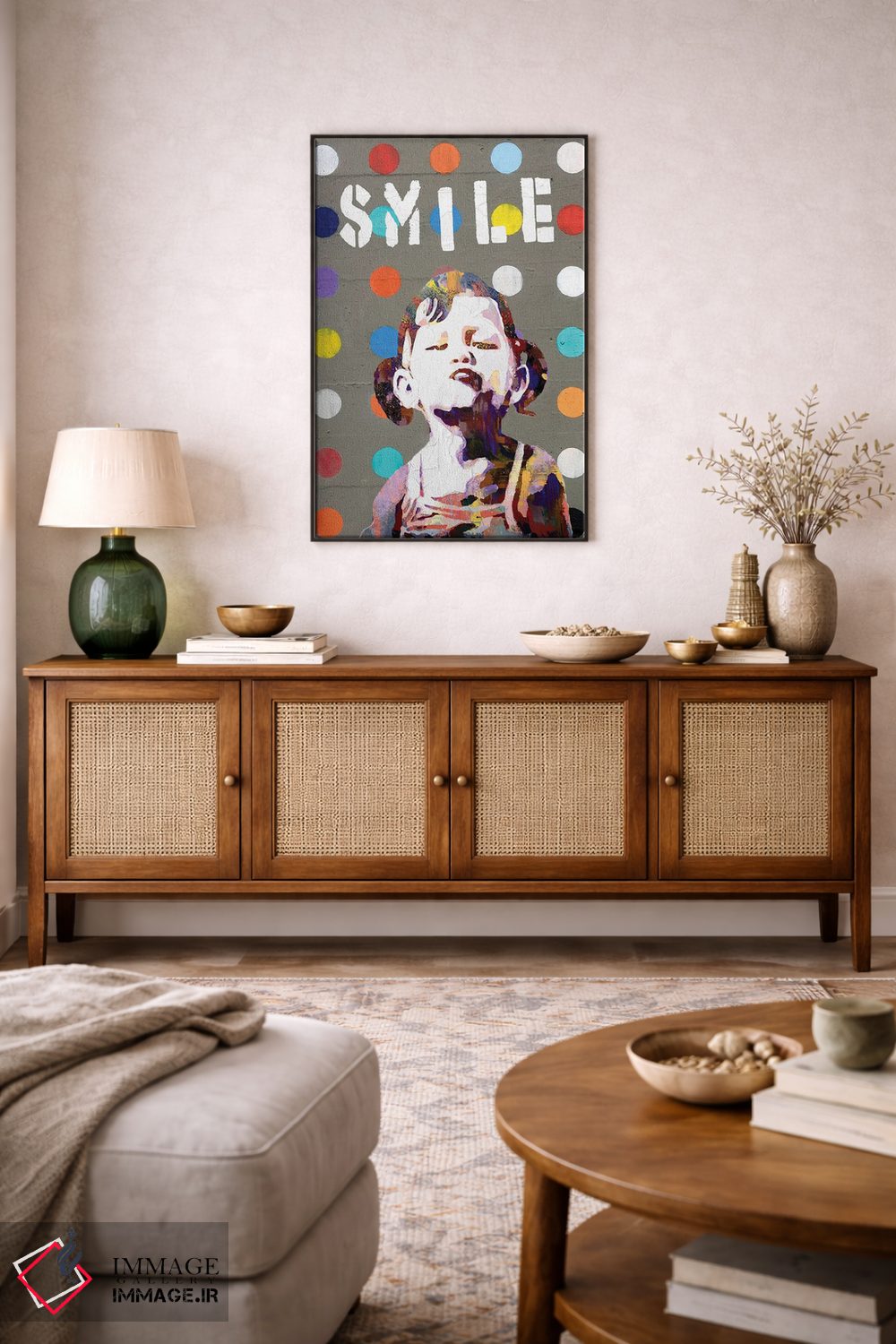 تابلو دکوراتیو دختر خندان اثر کارخانه پاپ آرت - D3B