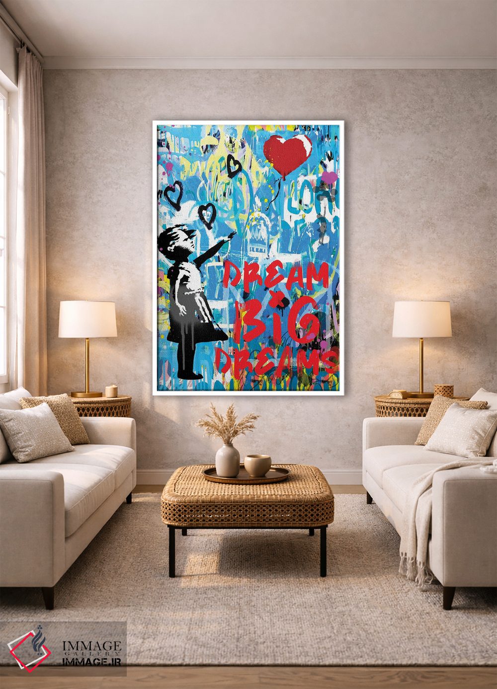 تابلو دکوراتیو خیال های بزرگ بپروران نقاشی دیواری هنر خیابانی اثر کارخانه پاپ آرت - D1W