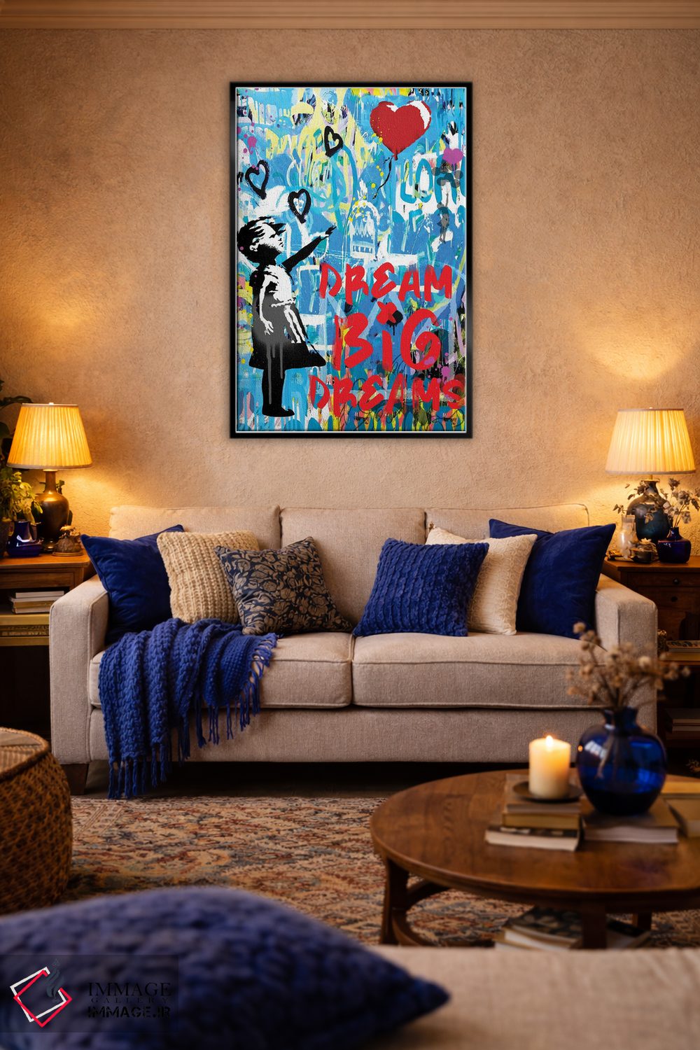 تابلو دکوراتیو خیال های بزرگ بپروران نقاشی دیواری هنر خیابانی اثر کارخانه پاپ آرت - D5B
