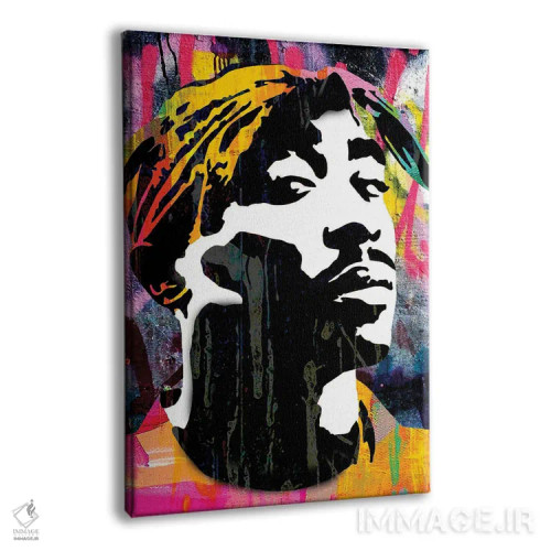 تابلو دکوراتیو الهام گرفته از رپر توپاک اثر کارخانه پاپ آرت - نمای پرسپکتیو محصول