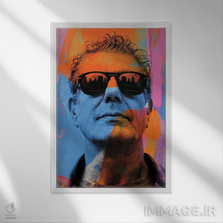 تابلو دکوراتیو آنتونی بورباور رنگ های روشن اثر کارخانه پاپ آرت - نمای قابدار سفید