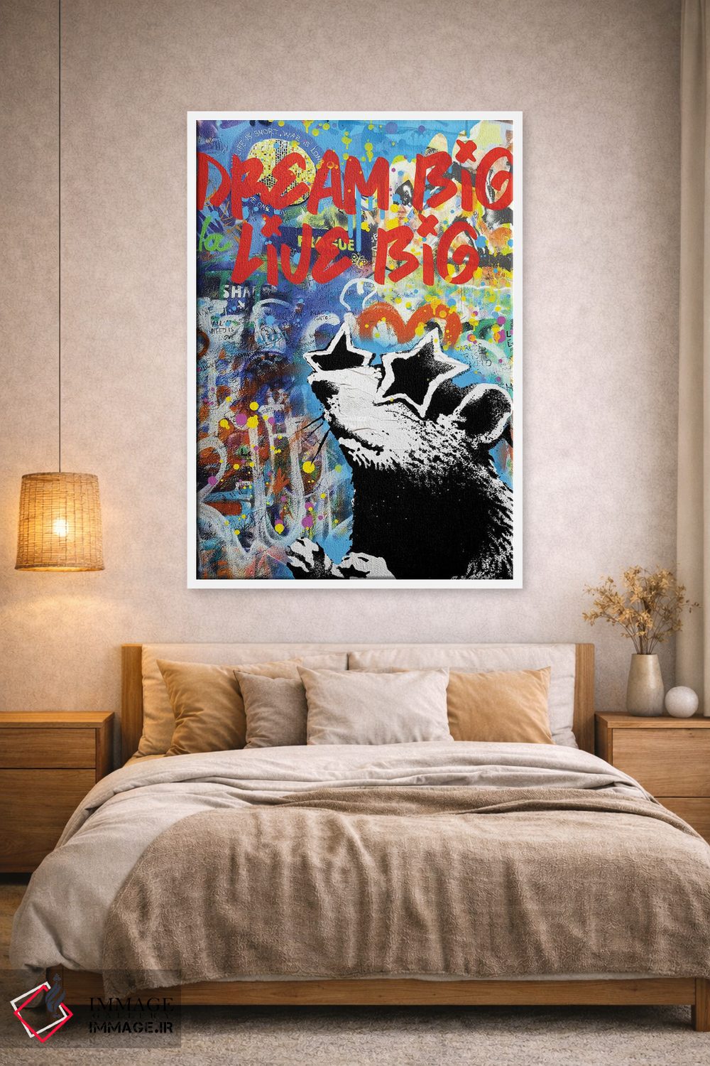 تابلو دکوراتیو بزرگ رویا ببین بزرگ زندگی کن اثر کارخانه پاپ آرت - D1W