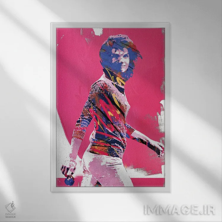 تابلو دکوراتیو جکی کندی اثر کارخانه پاپ آرت - نمای قابدار سفید