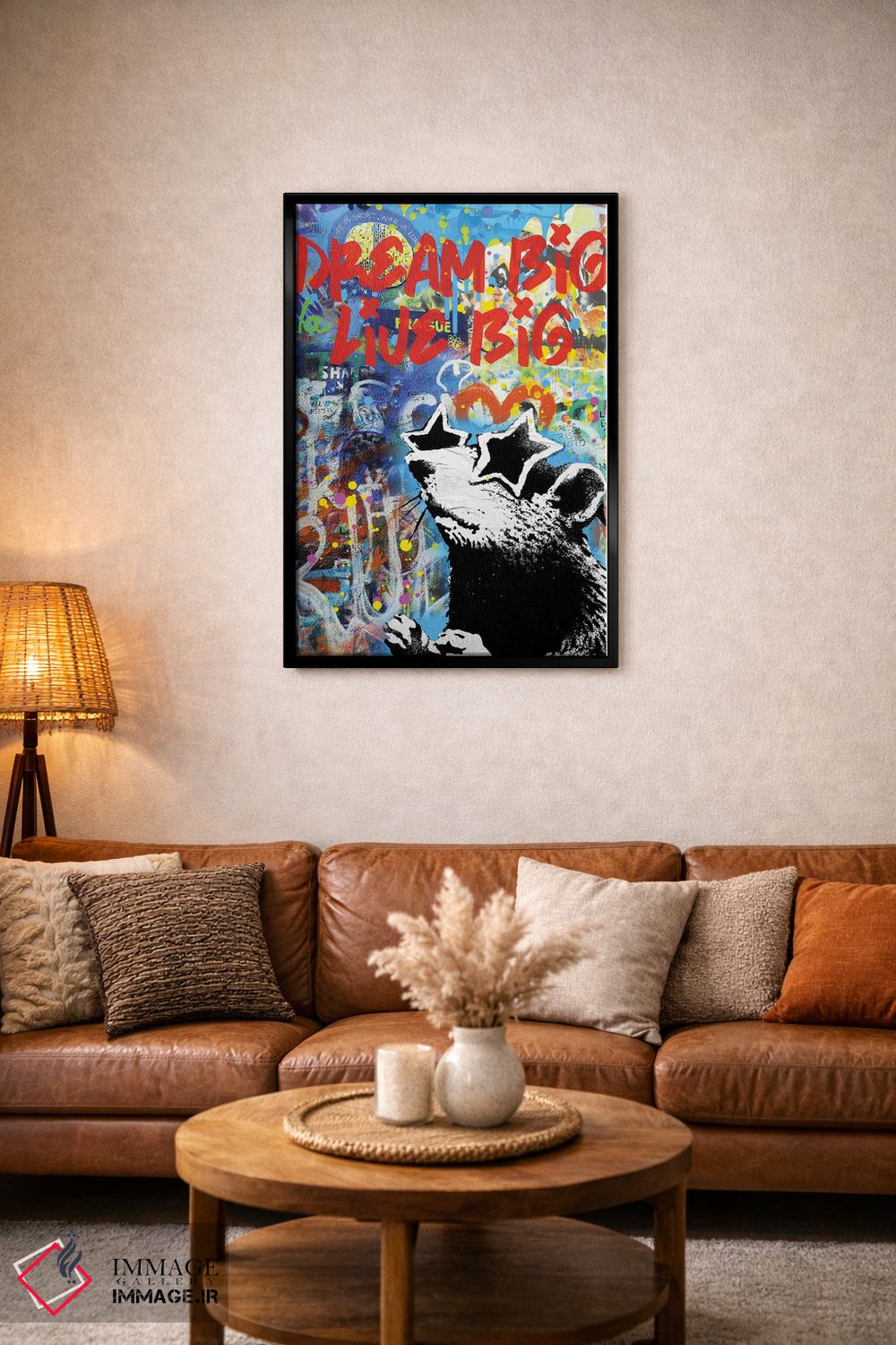 تابلو دکوراتیو بزرگ رویا ببین بزرگ زندگی کن اثر کارخانه پاپ آرت - D3B