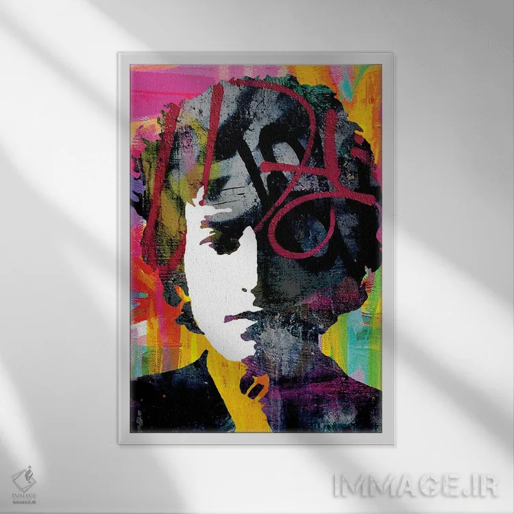 تابلو دکوراتیو باب در حال تفکر اثر کارخانه پاپ آرت - نمای قابدار سفید