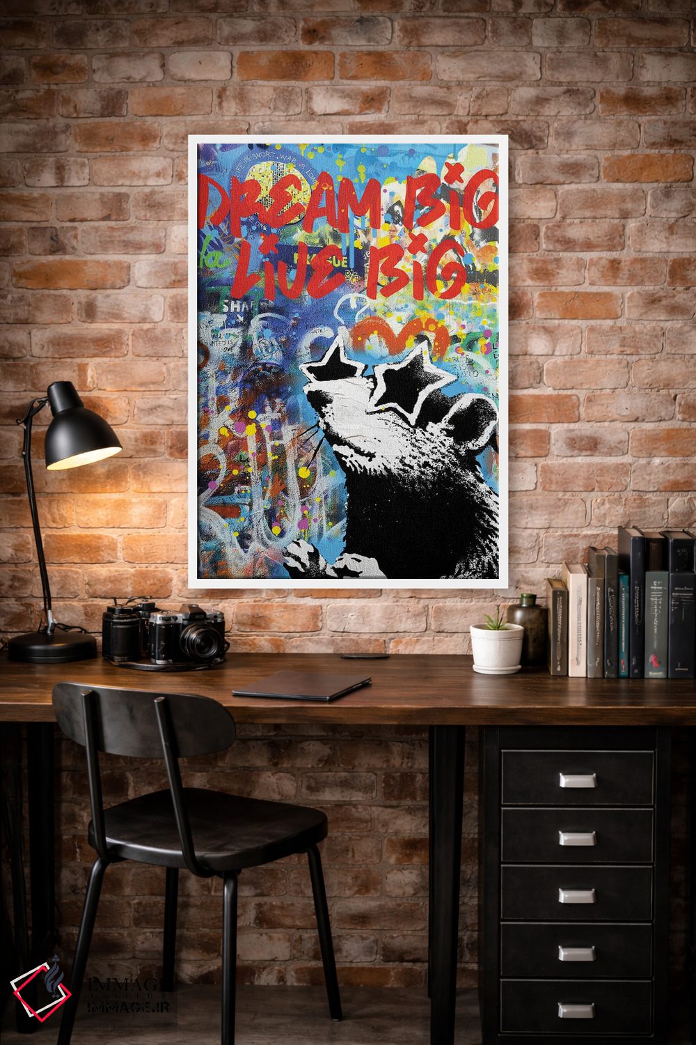 تابلو دکوراتیو بزرگ رویا ببین بزرگ زندگی کن اثر کارخانه پاپ آرت - D2W