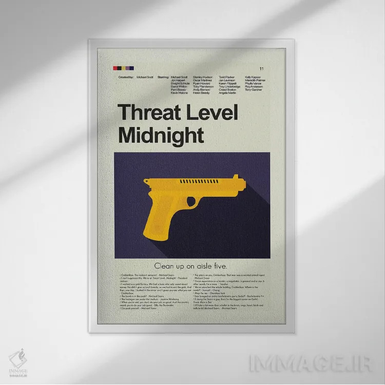 تابلو دکوراتیو سطح تهدید نیمه شب اثر پرینتس اند گیگلز اثر ارین هیگرمن - نمای قابدار سفید