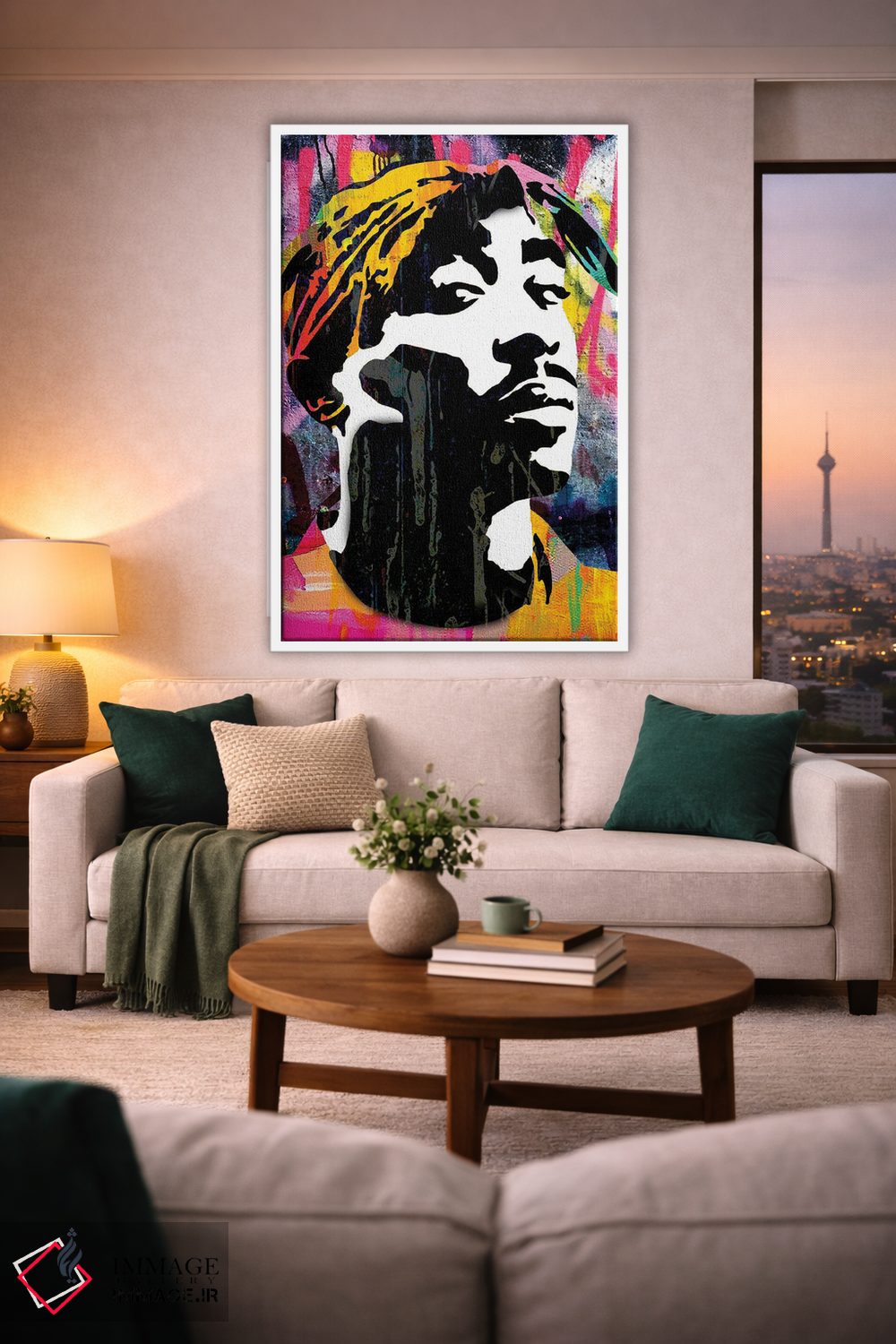 تابلو دکوراتیو الهام گرفته از رپر توپاک اثر کارخانه پاپ آرت - D2W