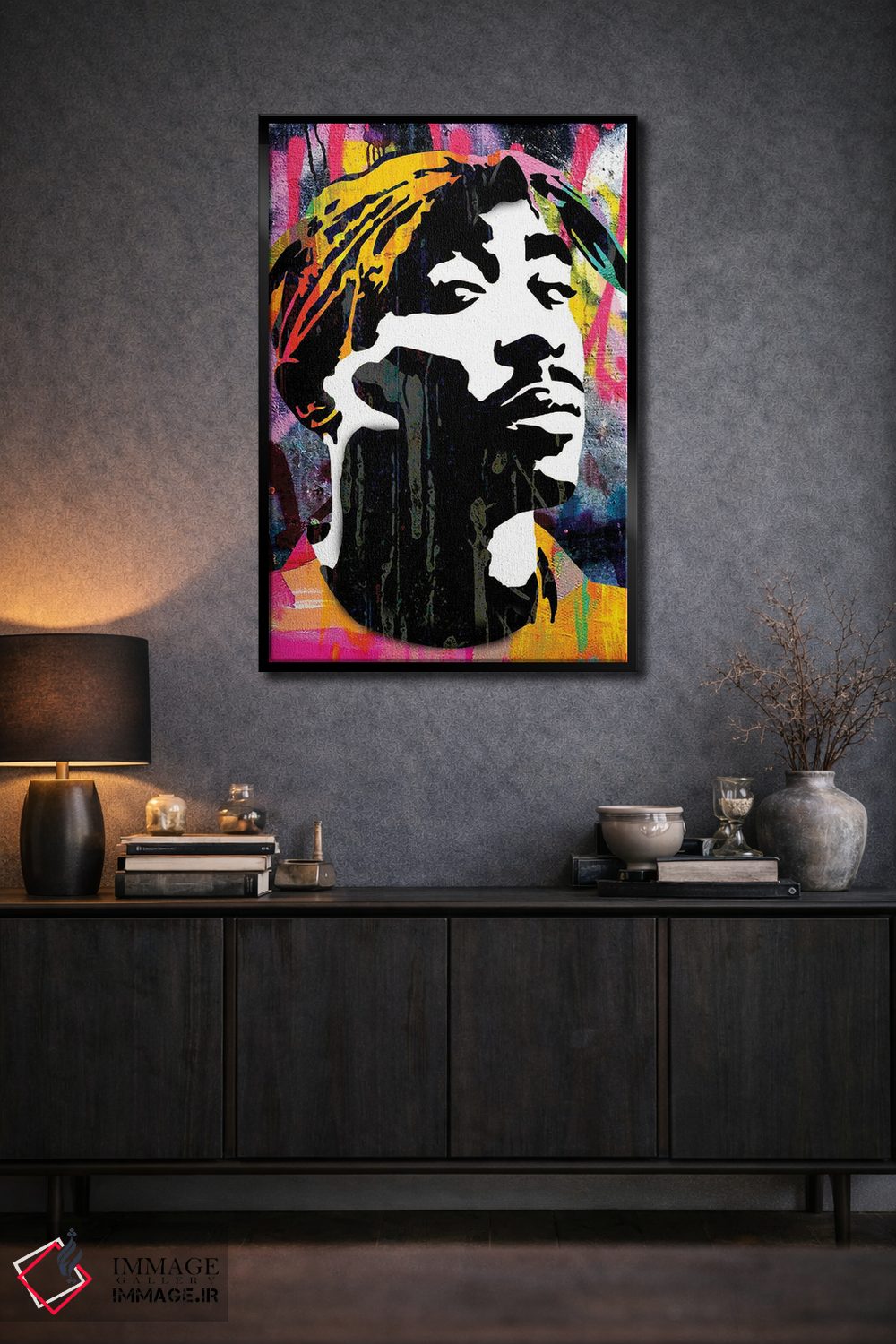 تابلو دکوراتیو الهام گرفته از رپر توپاک اثر کارخانه پاپ آرت - D3B