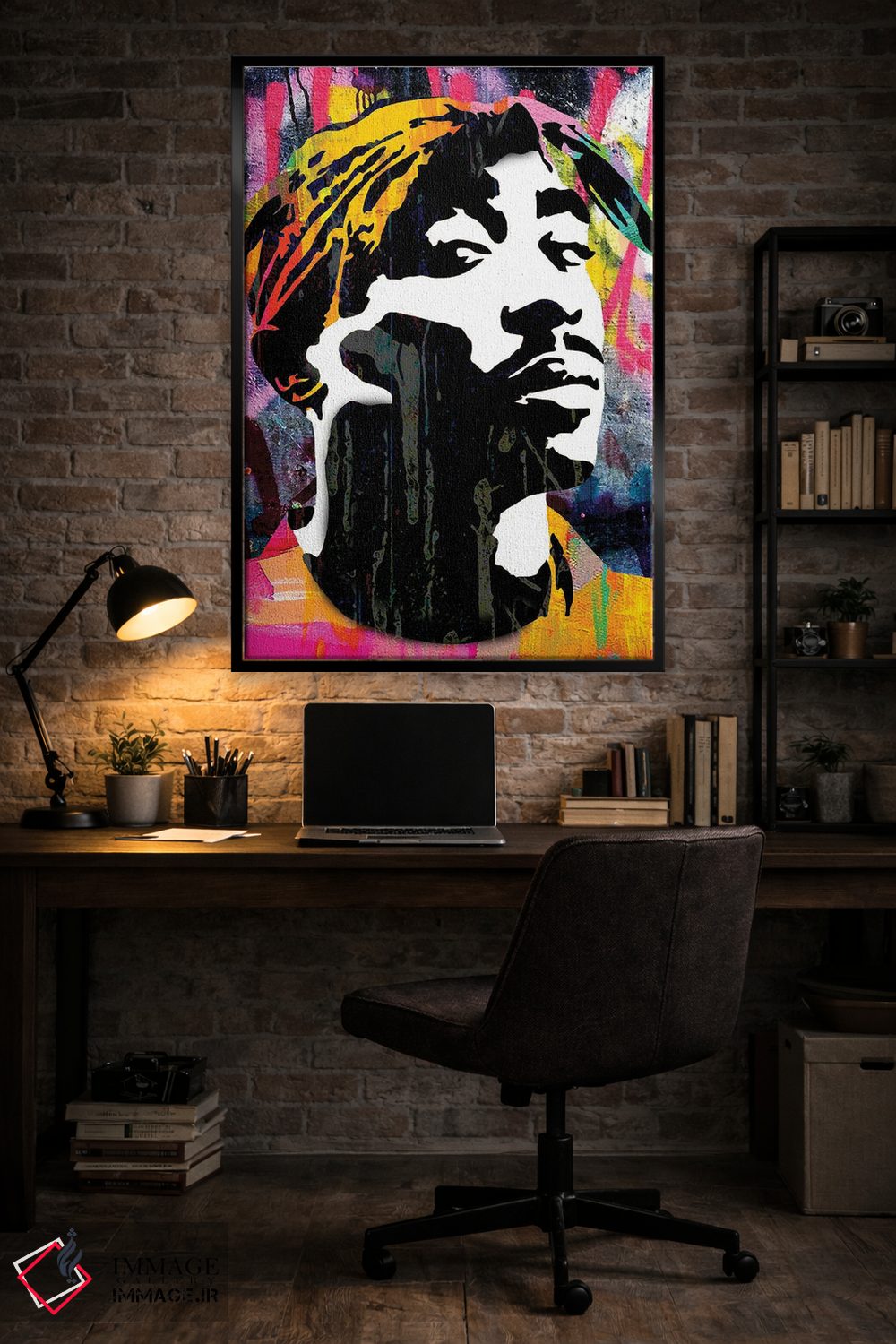 تابلو دکوراتیو الهام گرفته از رپر توپاک اثر کارخانه پاپ آرت - D6B