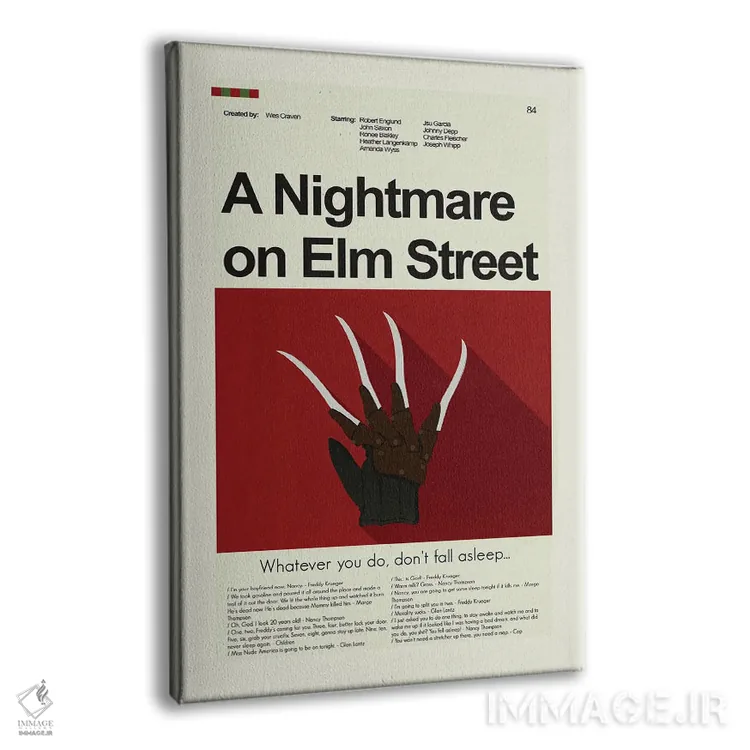 تابلو مینیمال کابوس در خیابان الم اثر پرینتس اند گیگلز اثر ارین هیگرمن - نمای پرسپکتیو محصول