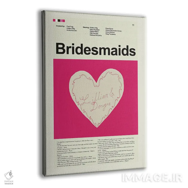 تابلو مینیمال دوست دخترهای عروس اثر پرینتس اند گیگلز اثر ارین هیگرمن - نمای پرسپکتیو محصول