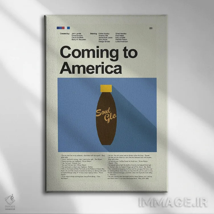 تابلو دکوراتیو آمدن به آمریکا اثر پرینتس اند گیگلز اثر ارین هیگرمن - نمای روبهرو روی دیوار