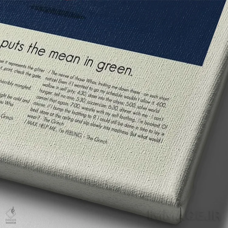 تابلو دکوراتیو چگونه گرینچ کریسمس را دزدید اثر پرینتس اند گیگلز اثر ارین هیگرمن - نمای نزدیک بافت بوم