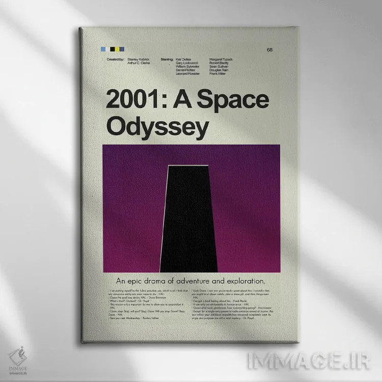 تابلو مینیمال ۲۰۰۱: یک ادیسه فضایی اثر پرینتس اند گیگلز اثر ارین هیگرمن - نمای روبهرو روی دیوار