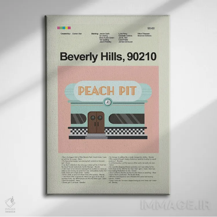 تابلو مینیمال بورلی هیلز ۹۰۲۱۰ اثر پرینتس اند گیگلز اثر ارین هیگرمن - نمای روبهرو روی دیوار